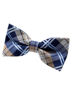 Retreez Elegant Classic Plaid Check Woven Microfiber Pre-tied Bow Tie (4.5")