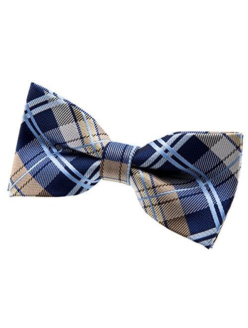 Retreez Elegant Classic Plaid Check Woven Microfiber Pre-tied Bow Tie (4.5")