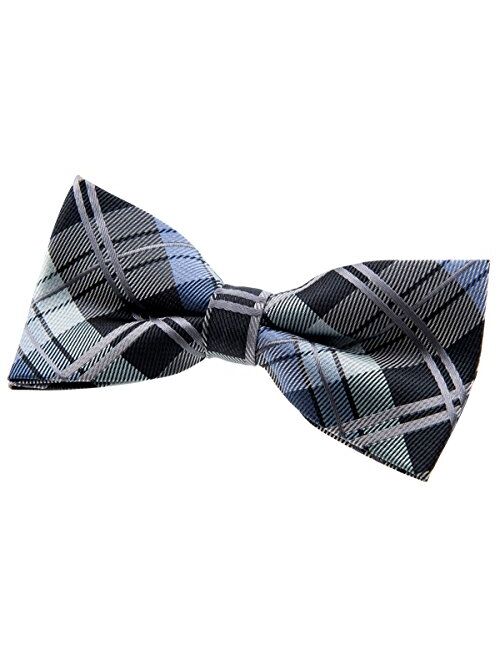 Retreez Elegant Classic Plaid Check Woven Microfiber Pre-tied Bow Tie (4.5")