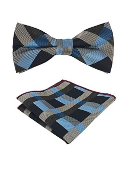 Kihatwin Skinny Ties for Mens Novelty Plaid Check Business Wedding Fashion Formal Neckties 2.7, Pocket Square, Bow Ties