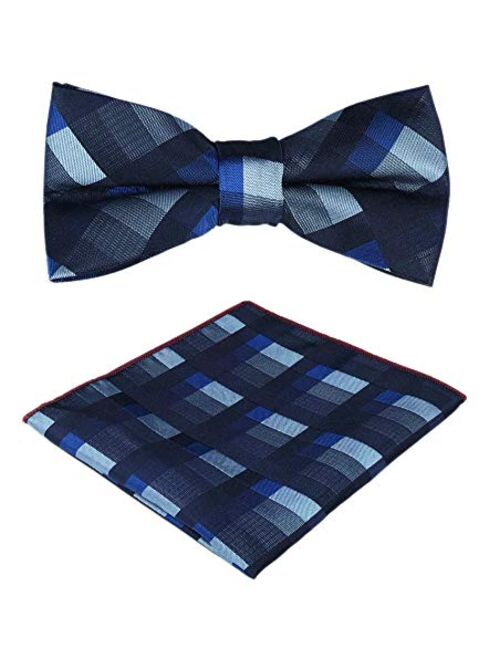 Kihatwin Skinny Ties for Mens Novelty Plaid Check Business Wedding Fashion Formal Neckties 2.7, Pocket Square, Bow Ties