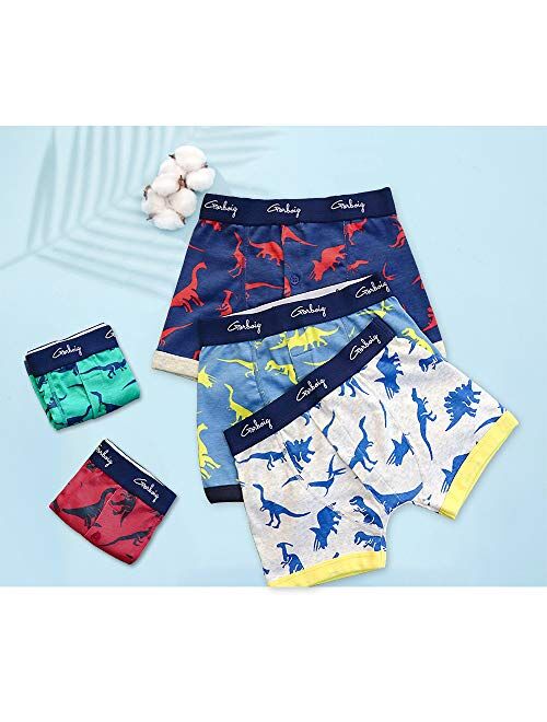 Gorboig Boys Boxer Briefs Toddler Kids Underwear Dinosaur Truck 5 Pack 3-10Y