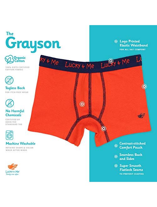 Lucky & Me | Grayson Boys Boxer Briefs | Organic Cotton Boys Underwear | Tagless | 3 Pack