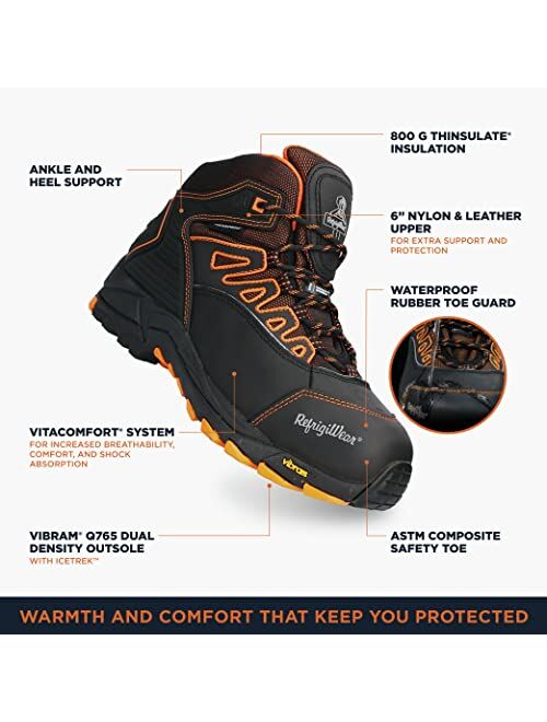 RefrigiWear Men's PolarForce Hiker Boots, Insulated Work Boots, -30F Comfort Rating