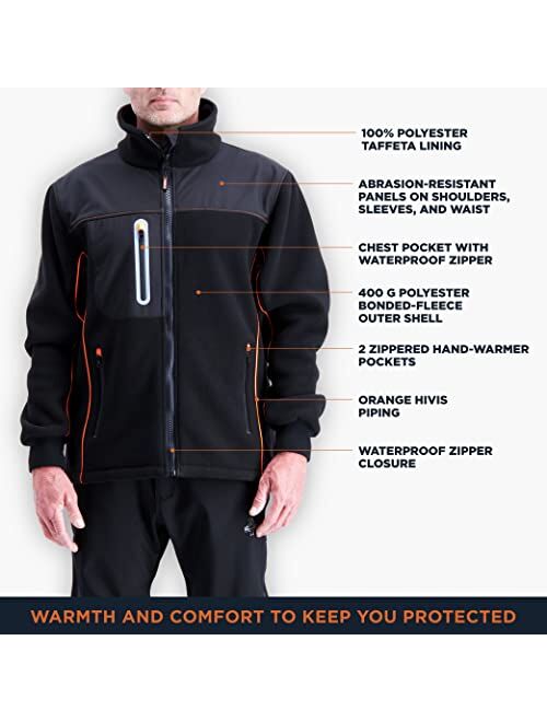 RefrigiWear PolarForce Hybrid Fleece Insulated Jacket, 20F Comfort Rating