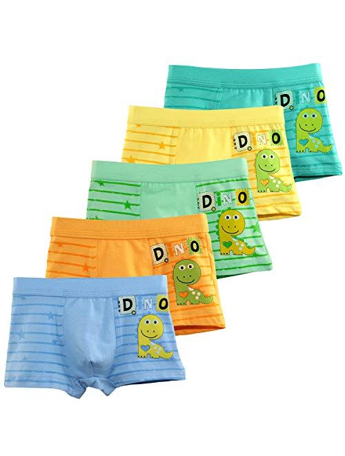 BOOPH Toddler Underwear Cotton Dinosaur Truck Little Boys Briefs for 2-12 Years