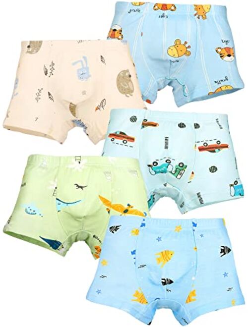 BOOPH Toddler Underwear Cotton Dinosaur Truck Little Boys Briefs for 2-12 Years