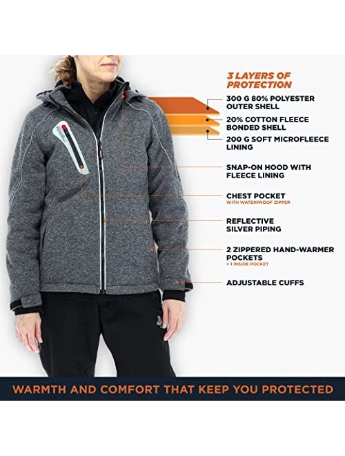 RefrigiWear Women's Fleece-Lined Extreme Sweater Jacket, 10F Comfort Rating