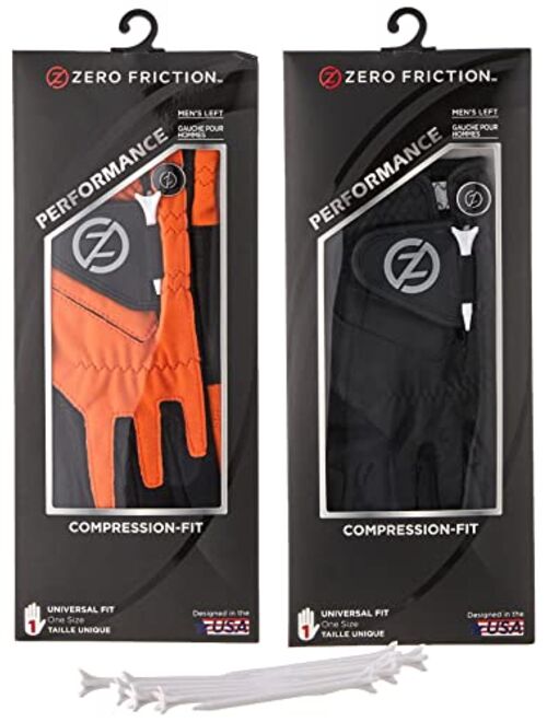 Zero Friction Male Men's Compression-Fit Synthetic Golf Glove, Universal Fit