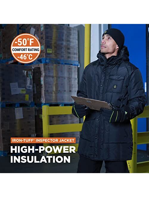 RefrigiWear Insulated Iron-Tuff Inspector Jacket Water-Resistant Knee-Length Workwear Coat