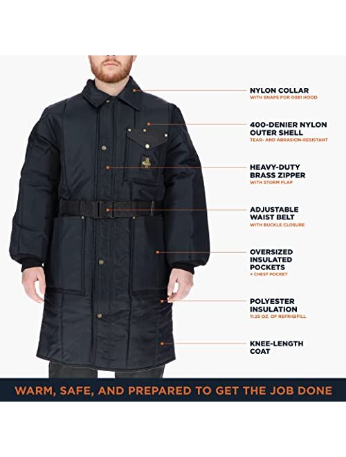 RefrigiWear Insulated Iron-Tuff Inspector Jacket Water-Resistant Knee-Length Workwear Coat