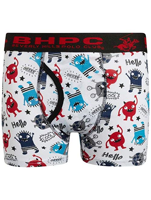 Beverly Hills Polo Club Little Boys' Boxer Briefs Underwear with Fun Prints (10 Pack)