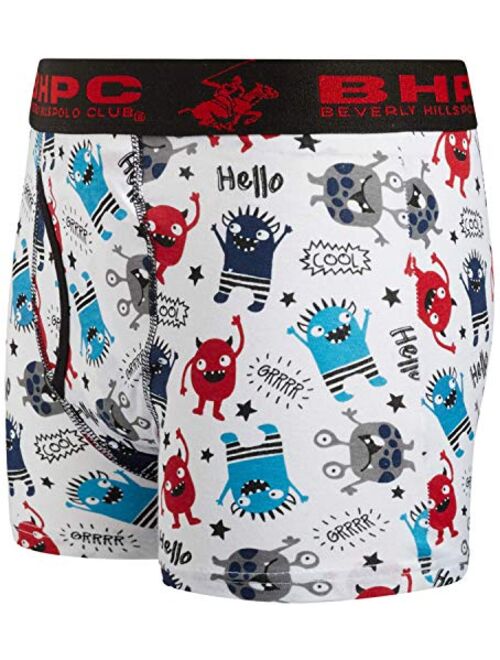 Beverly Hills Polo Club Little Boys' Boxer Briefs Underwear with Fun Prints (10 Pack)