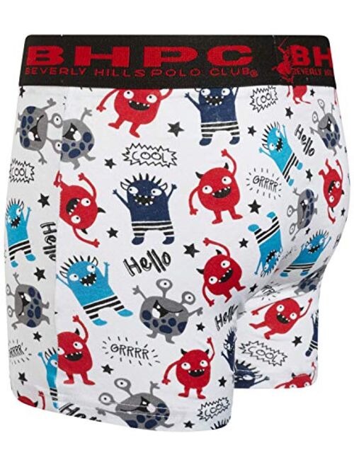 Beverly Hills Polo Club Little Boys' Boxer Briefs Underwear with Fun Prints (10 Pack)