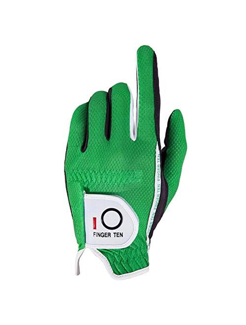 FINGER TEN Mens Golf Glove Left Hand Rain Grip Pack, Durable Fit for Hot Wet All Weather