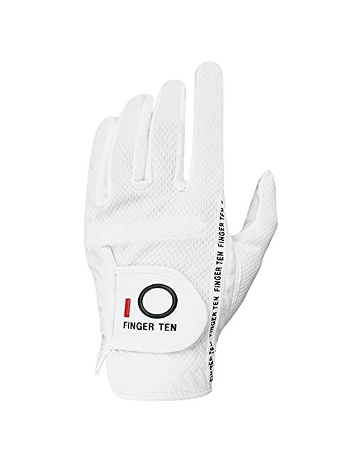 FINGER TEN Mens Golf Glove Left Hand Rain Grip Pack, Durable Fit for Hot Wet All Weather