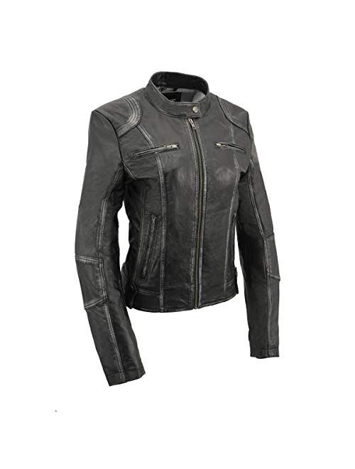 Milwaukee Leather SFL2830 Women's Black Sheepskin Scuba Style Moto Jacket