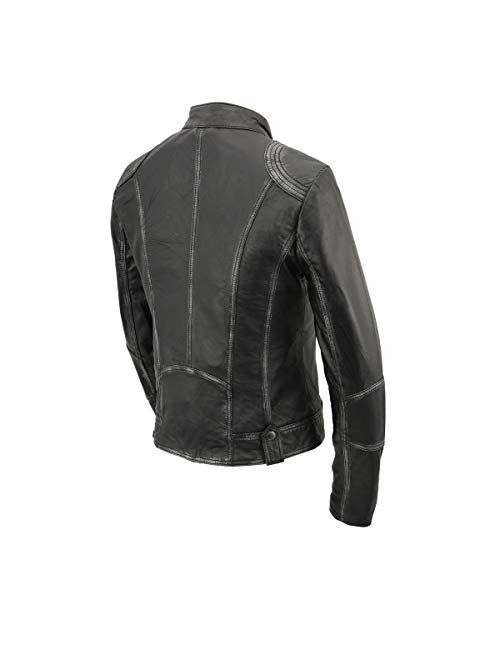 Milwaukee Leather SFL2830 Women's Black Sheepskin Scuba Style Moto Jacket