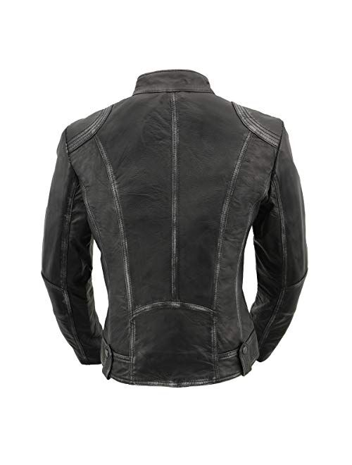 Milwaukee Leather SFL2830 Women's Black Sheepskin Scuba Style Moto Jacket