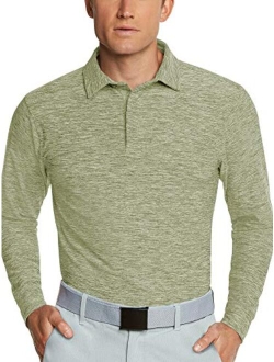 Men's Dry Fit Long Sleeve Golf Shirt - Quick Dry Polo Shirts - UPF 30, Stretch Fabric