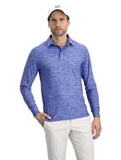 Men's Dry Fit Long Sleeve Golf Shirt - Quick Dry Polo Shirts - UPF 30, Stretch Fabric