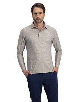 Men's Dry Fit Long Sleeve Golf Shirt - Quick Dry Polo Shirts - UPF 30, Stretch Fabric