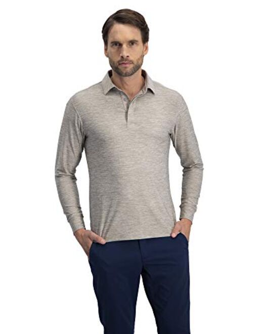 Three Sixty Six Men's Dry Fit Long Sleeve Golf Shirt - Quick Dry Polo Shirts - UPF 30, Stretch Fabric