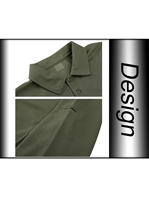 BIYLACLESEN Men's Jersey Golf Polo Shirts Outdoor Pique Performance Tactical Military Long Sleeve Shirts