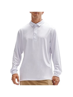 Talanes Men's Long Sleeve Golf Polo Shirts Quick Dry Performance Athletic Collared T-Shirt, UV Sun Protection Tee Shirts