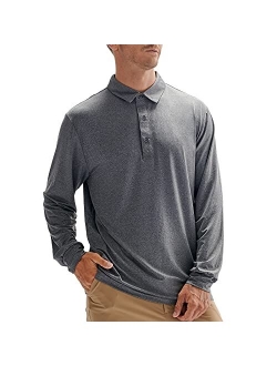 Talanes Men's Long Sleeve Golf Polo Shirts Quick Dry Performance Athletic Collared T-Shirt, UV Sun Protection Tee Shirts