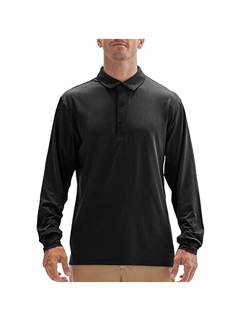 Talanes Men's Long Sleeve Golf Polo Shirts Quick Dry Performance Athletic Collared T-Shirt, UV Sun Protection Tee Shirts