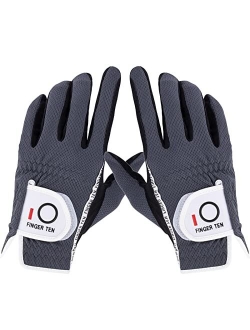 Amy Sport Golf Gloves Men Pair Left and Right Both Hand Rain Grip Lh Rh Weathersof No Sweat All Weather Grips Soft Comfortable Gray Green Size Small Medium ML Large XL