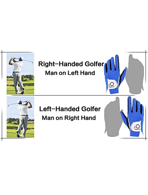 Amy Sport Golf Gloves Men Pair Left and Right Both Hand Rain Grip Lh Rh Weathersof No Sweat All Weather Grips Soft Comfortable Gray Green Size Small Medium ML Large XL