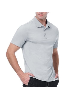 JIM LEAGUE Men's Golf Polo Shirts - Long/Short Sleeve Dry Fit Athletic Tennis Polyester Shirt with Collar UPF50(Lightweight)