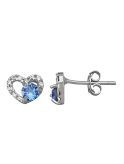 Charming Girl Crystal Heart Stud Earrings