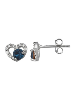 Charming Girl Crystal Heart Stud Earrings