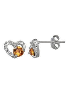 Charming Girl Crystal Heart Stud Earrings