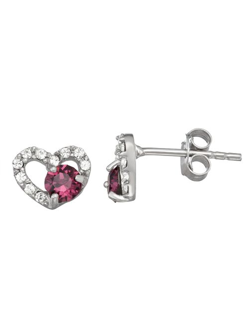 Charming Girl Crystal Heart Stud Earrings