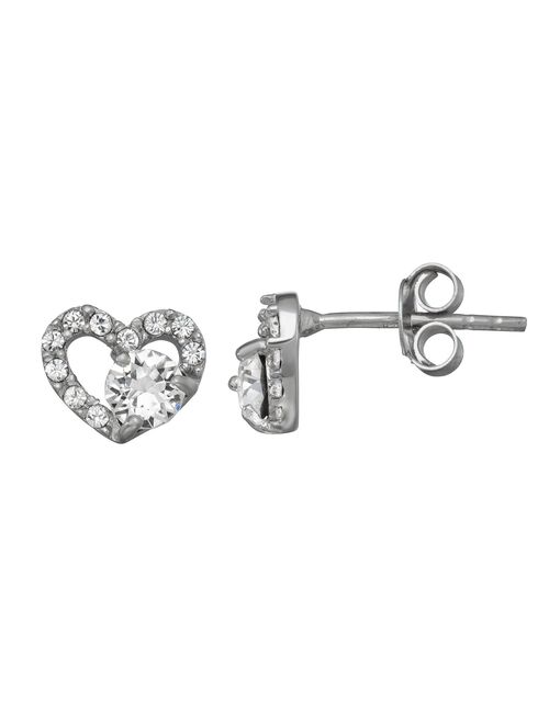 Charming Girl Crystal Heart Stud Earrings