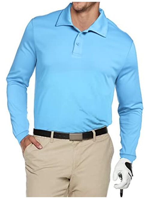 COOrun Golf Shirts for Men Long Sleeve Golf Polo Shirts UPF 50+ Sun Protection Quick Dry Shirts Active Workout Shirt S-XXL