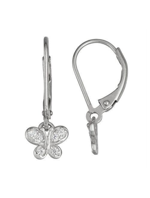 Junior Jewels Kids' Sterling Silver Cubic Zirconia Butterfly Earrings