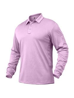 NAVEKULL Men's Performance Long Sleeve Tactical Polo Shirt Quick Dry Lightweight Military Outdoor Hiking Sport Golf Shirt