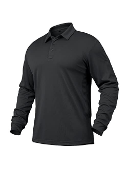 NAVEKULL Men's Performance Long Sleeve Tactical Polo Shirt Quick Dry Lightweight Military Outdoor Hiking Sport Golf Shirt