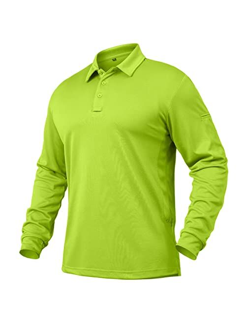 NAVEKULL Men's Performance Long Sleeve Tactical Polo Shirt Quick Dry Lightweight Military Outdoor Hiking Sport Golf Shirt