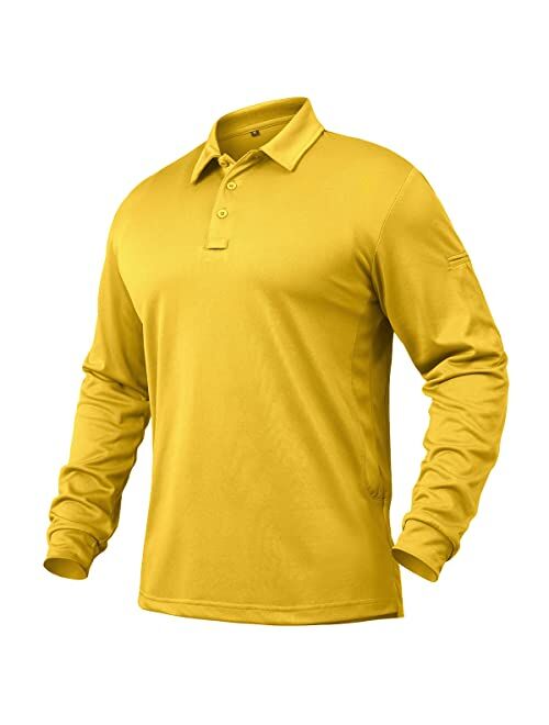 NAVEKULL Men's Performance Long Sleeve Tactical Polo Shirt Quick Dry Lightweight Military Outdoor Hiking Sport Golf Shirt