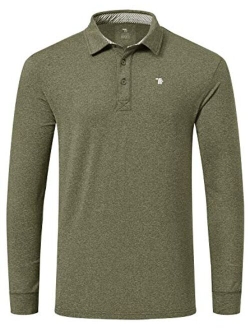 MoFiz Men's Long Sleeve Golf Polo Shirt Quick Dry Sport Shirt Collared Athletic T-Shirt