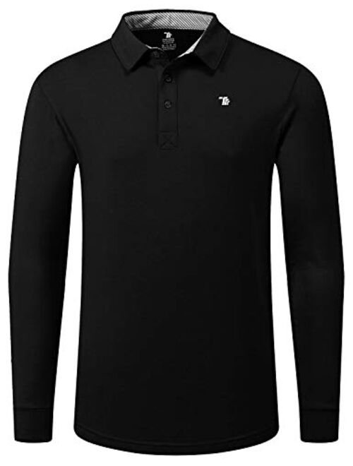 MoFiz Men's Long Sleeve Golf Polo Shirt Quick Dry Sport Shirt Collared Athletic T-Shirt