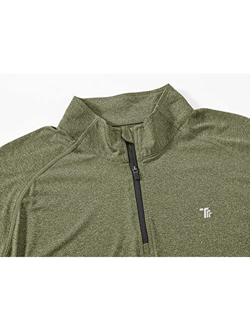 BGOWATU Men's Golf Polo Shirts Long Sleeve Quarter Zip Pullover Hiking T-Shirt UPF 50 Lightweight Running Tennis Tops