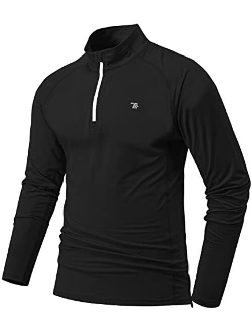 BGOWATU Men's Golf Polo Shirts Long Sleeve Quarter Zip Pullover Hiking T-Shirt UPF 50 Lightweight Running Tennis Tops