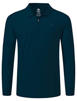 MoFiz Men's Golf Shirt 1/4-Zip Long Sleeve Polo Shirt Quick Dry Athletic Shirt Slim-Fit Hiking Shirts